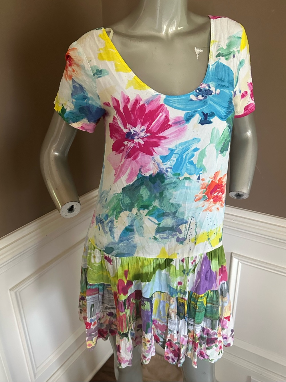 Jams World Floral Watercolor Short Sleeve Dress - Multicolor size XS